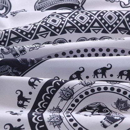 Black & White Elephant Mandala Bedding Set