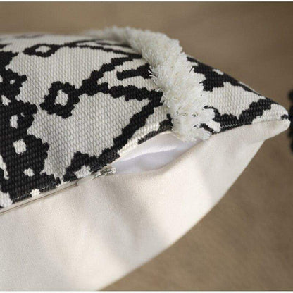 Housse de coussin géométrique noir et blanc