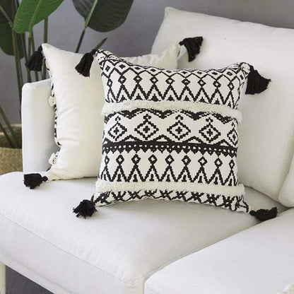 Housse de coussin géométrique noir et blanc