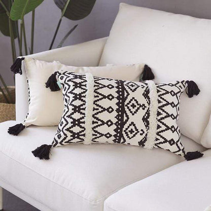 Housse de coussin géométrique noir et blanc