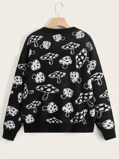 Pull champignon noir et blanc