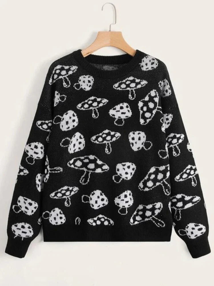 Black & White Mushroom Sweater