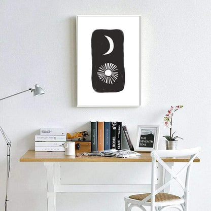 Arte da parete su tela SOLE E LUNA in bianco e nero