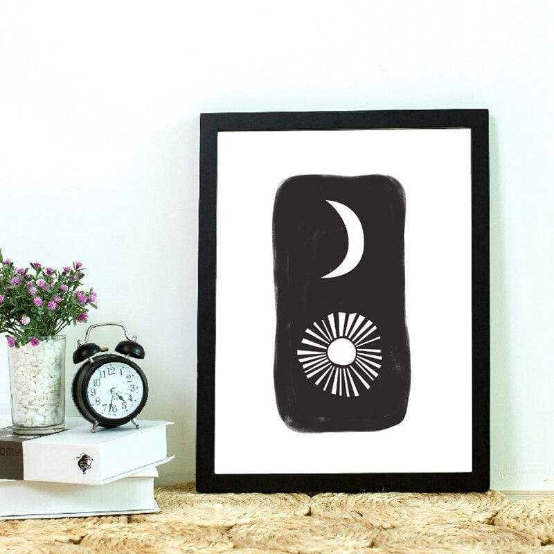 Black & White SUN AND MOON Canvas Wall Art