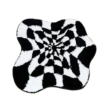 Black & White Checkered Blob Rug
