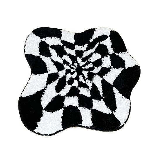 Black & White Checkered Blob Rug