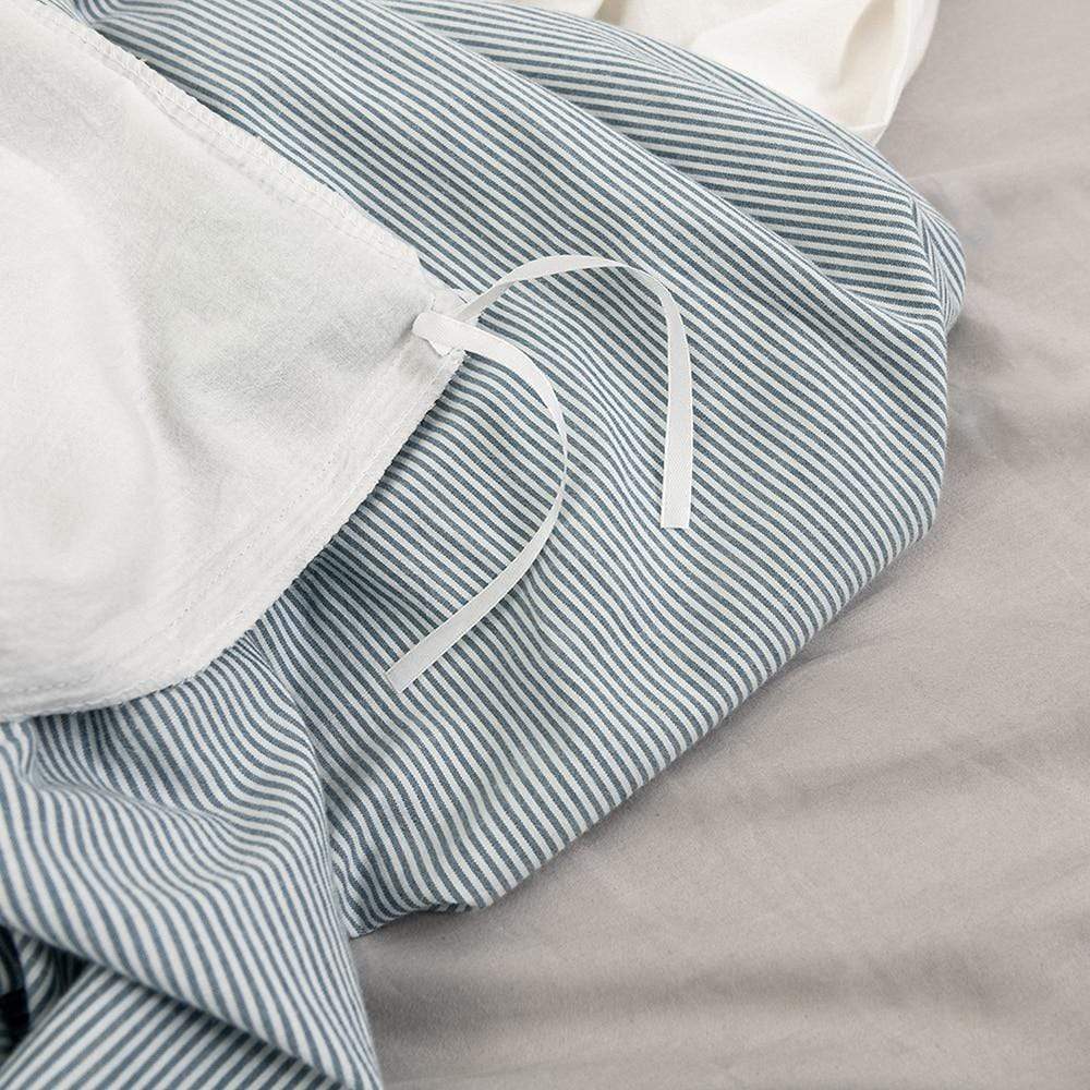 Blue Cotton Tassel Duvet Cover set