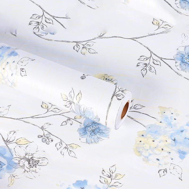 Papel de parede floral azul