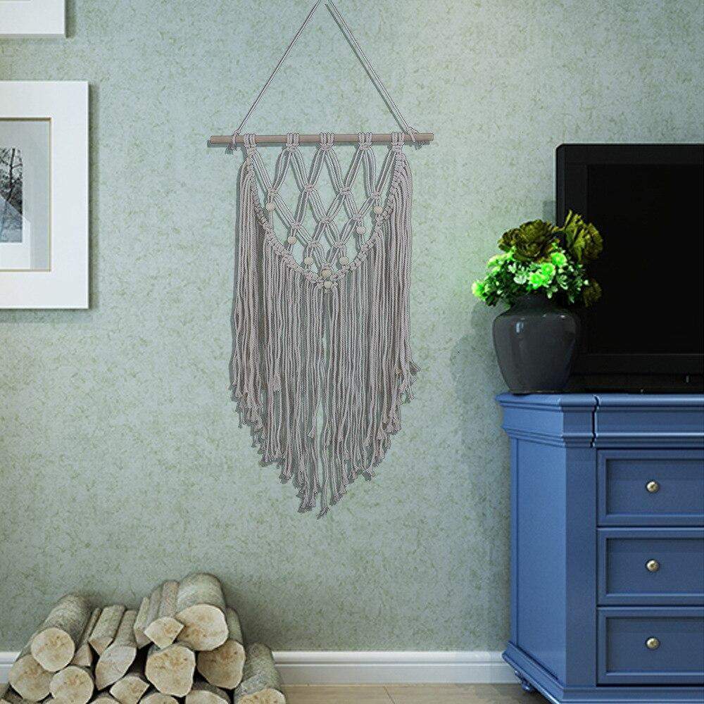 Blue Macrame Wall Art Handmade Cotton Tapestry