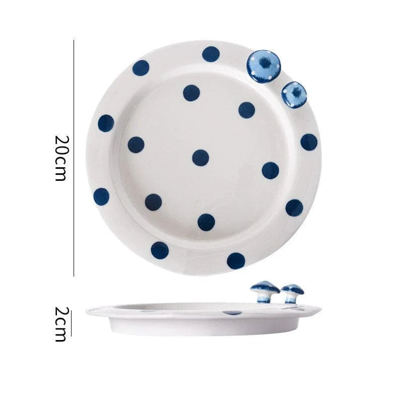 Blue Mushroom Tableware (Mug, Plate, Bowl,Teapot)