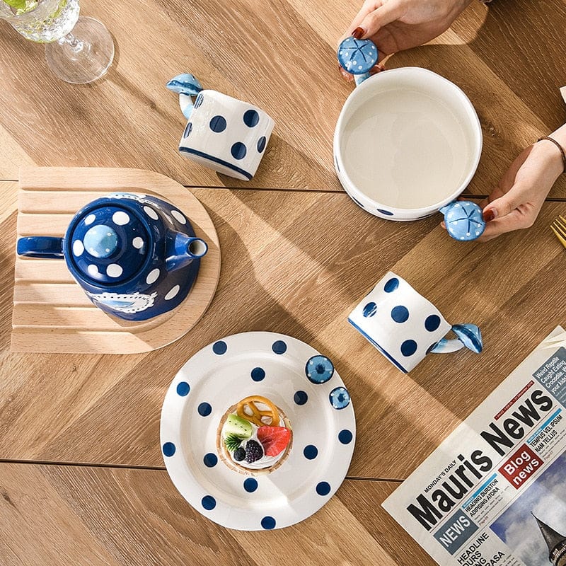 Blue Mushroom Tableware (Mug, Plate, Bowl,Teapot)