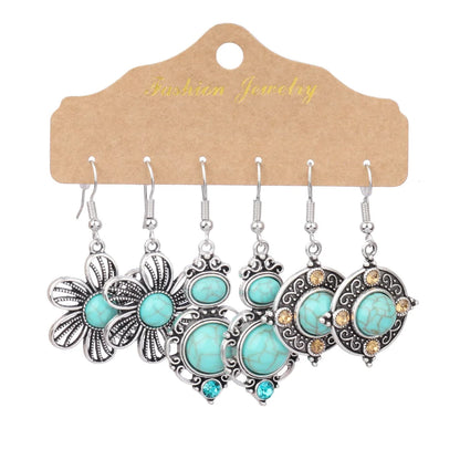 Blue Turquoise Boho Earring Set