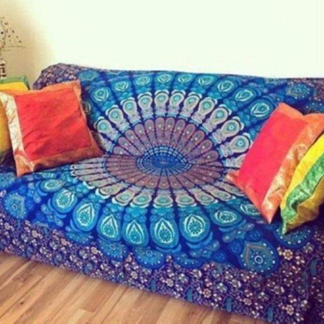 Bohemian Peacock Mandala Tapestry