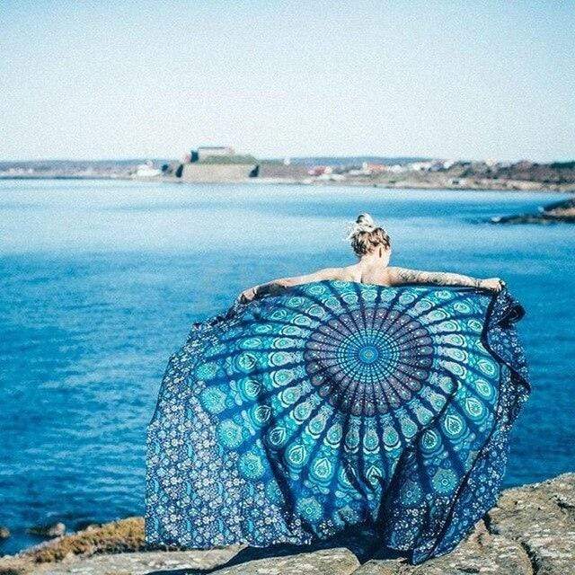 Bohemian Peacock Mandala Tapestry