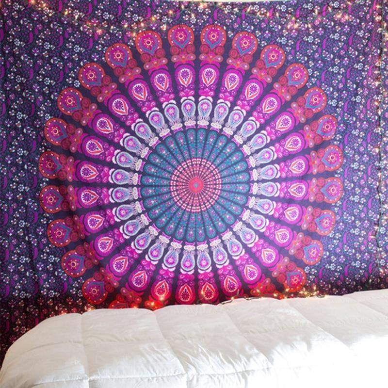 Bohemian Peacock Mandala Tapestry