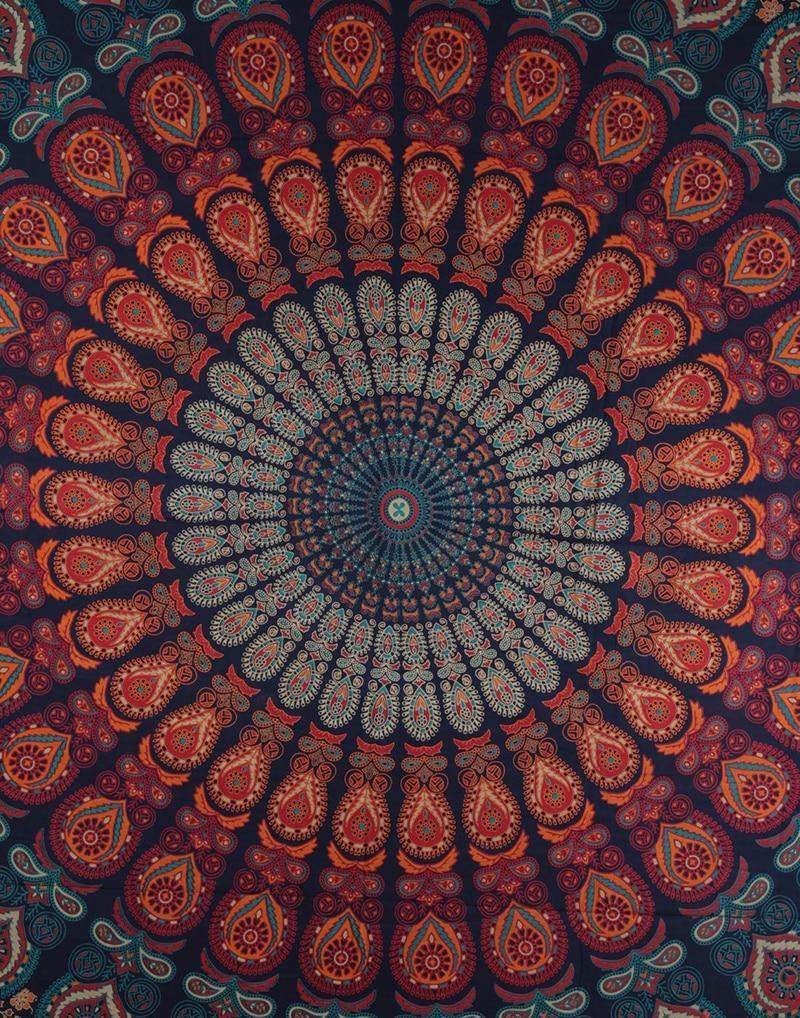 Böhmischer Pfauen-Mandala-Wandteppich