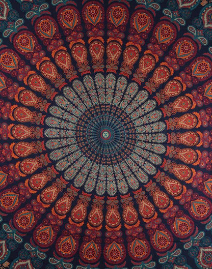 Böhmischer Pfauen-Mandala-Wandteppich