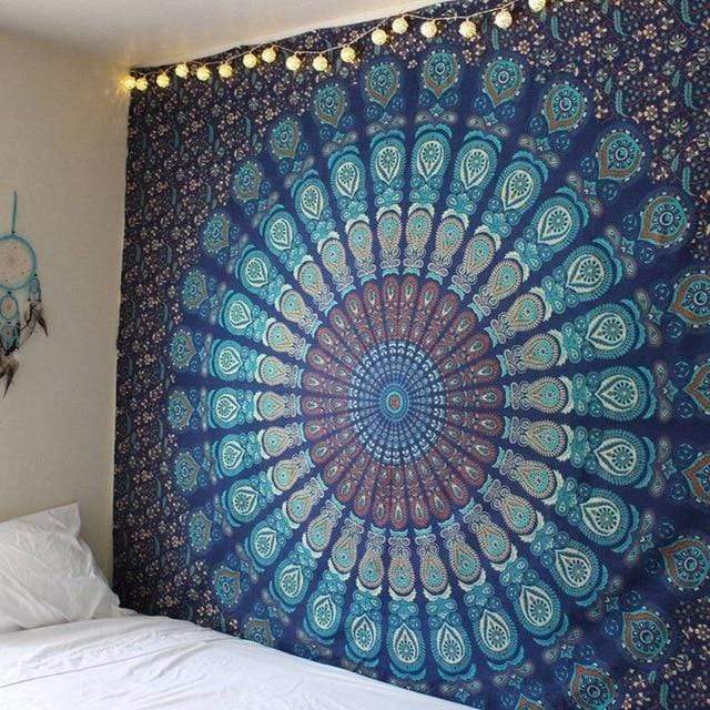 Bohemian Peacock Mandala Tapestry