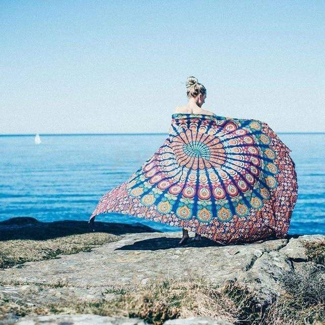 Bohemian Peacock Mandala Tapestry