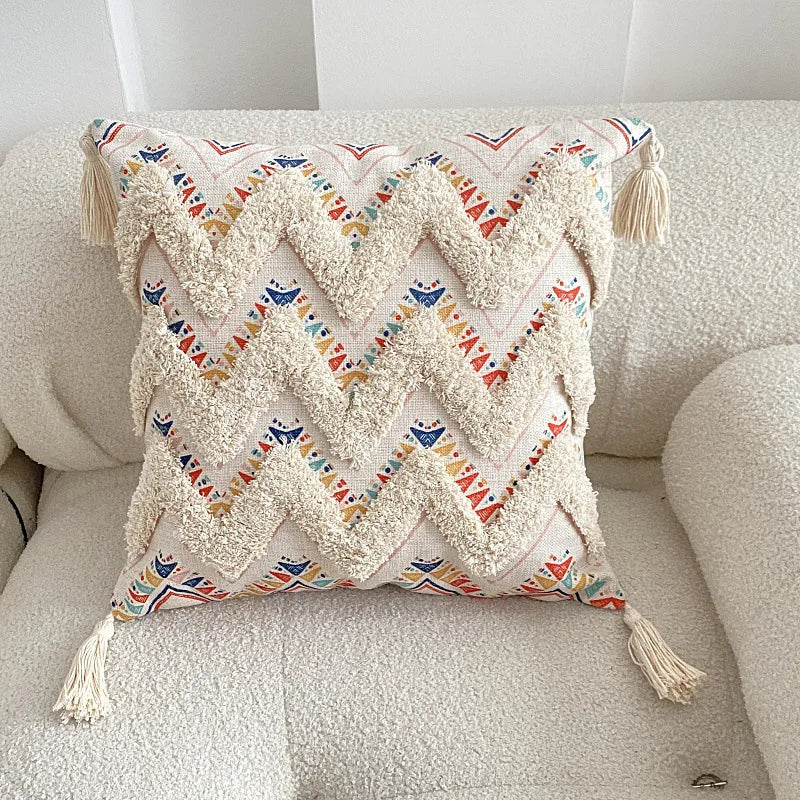 Tufted Linen Printed Sofa Pillowcase