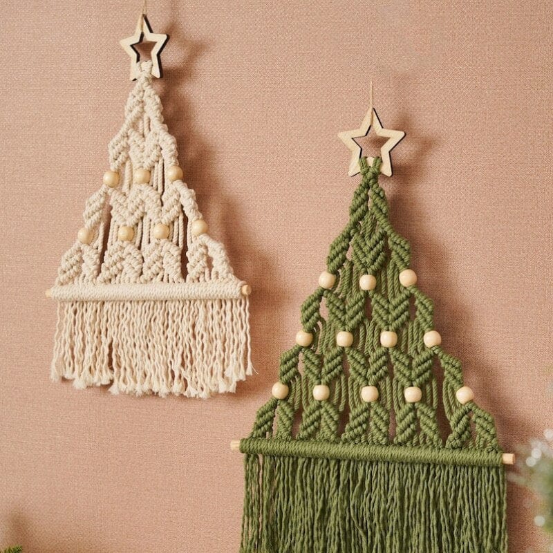 Macramé d’art mural d’arbre de Noël Boho