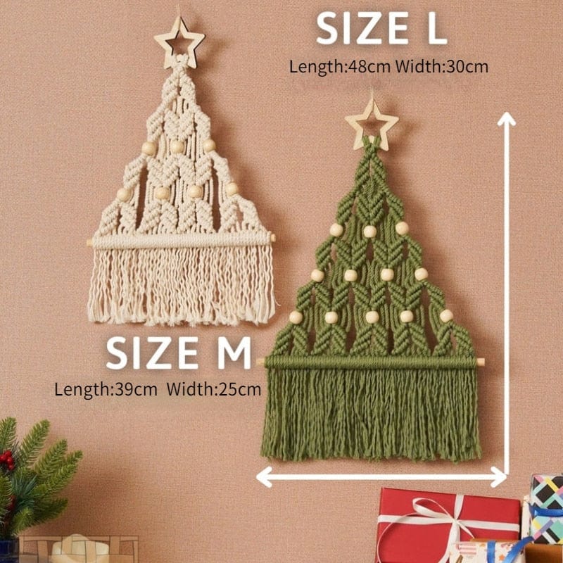 Macramé de arte de pared de árbol de Navidad bohemio