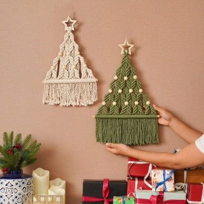 Macramé d’art mural d’arbre de Noël Boho