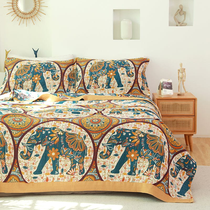 Boho Elephant Bedspread Throw Blanket