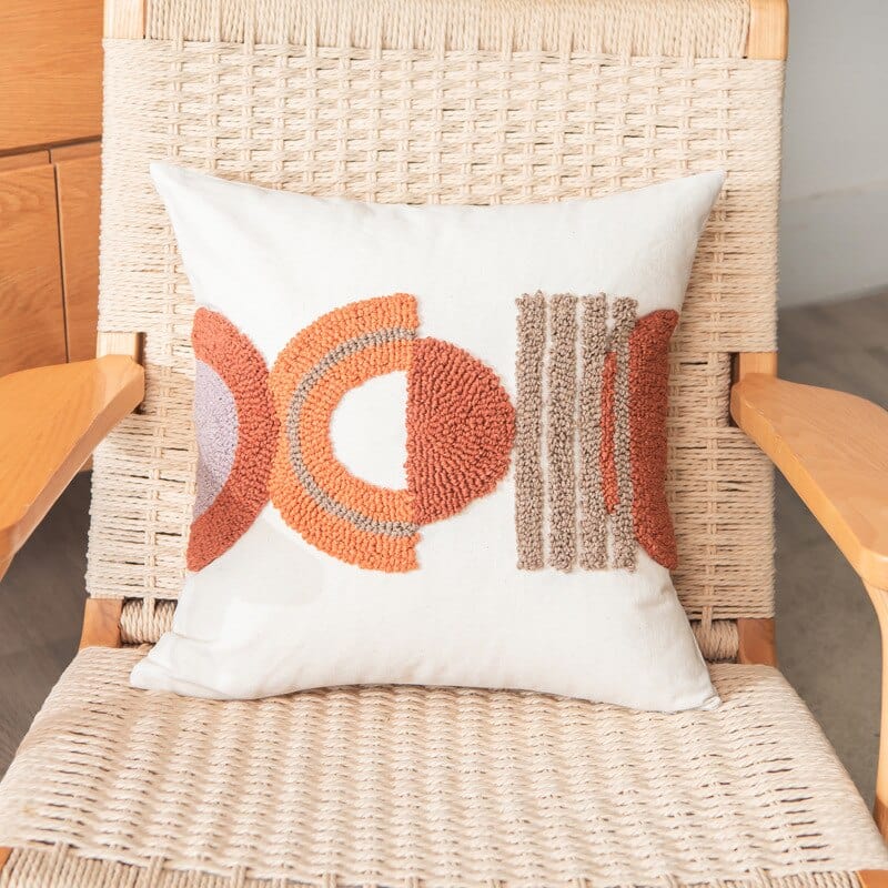 Boho Geometric Tufted Moon Cushion Cover