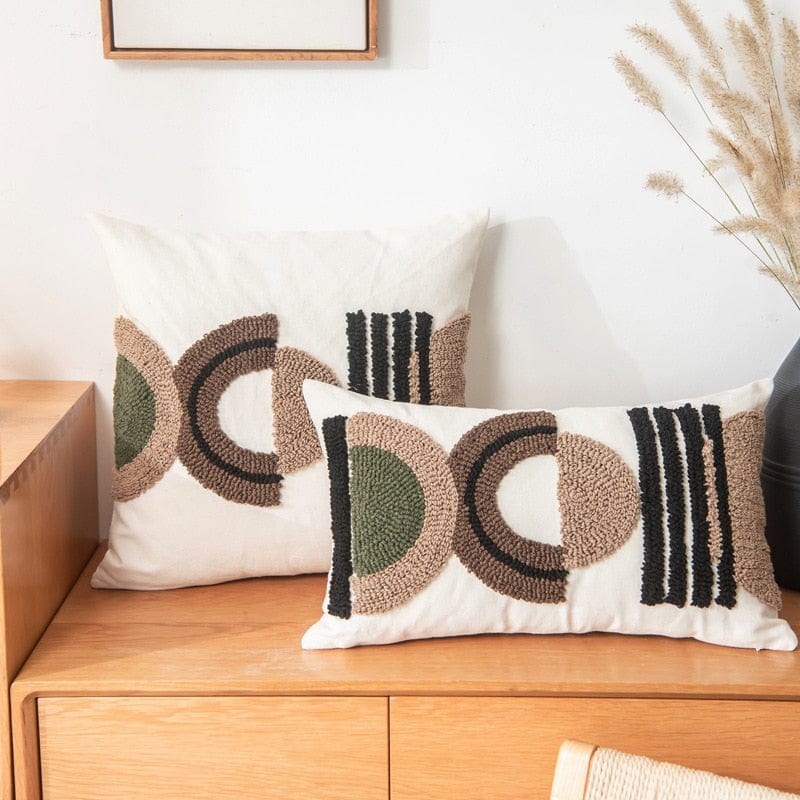 Boho Geometric Tufted Moon Cushion Cover