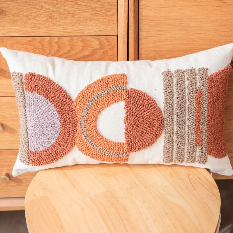 Boho Geometric Tufted Moon Cushion Cover