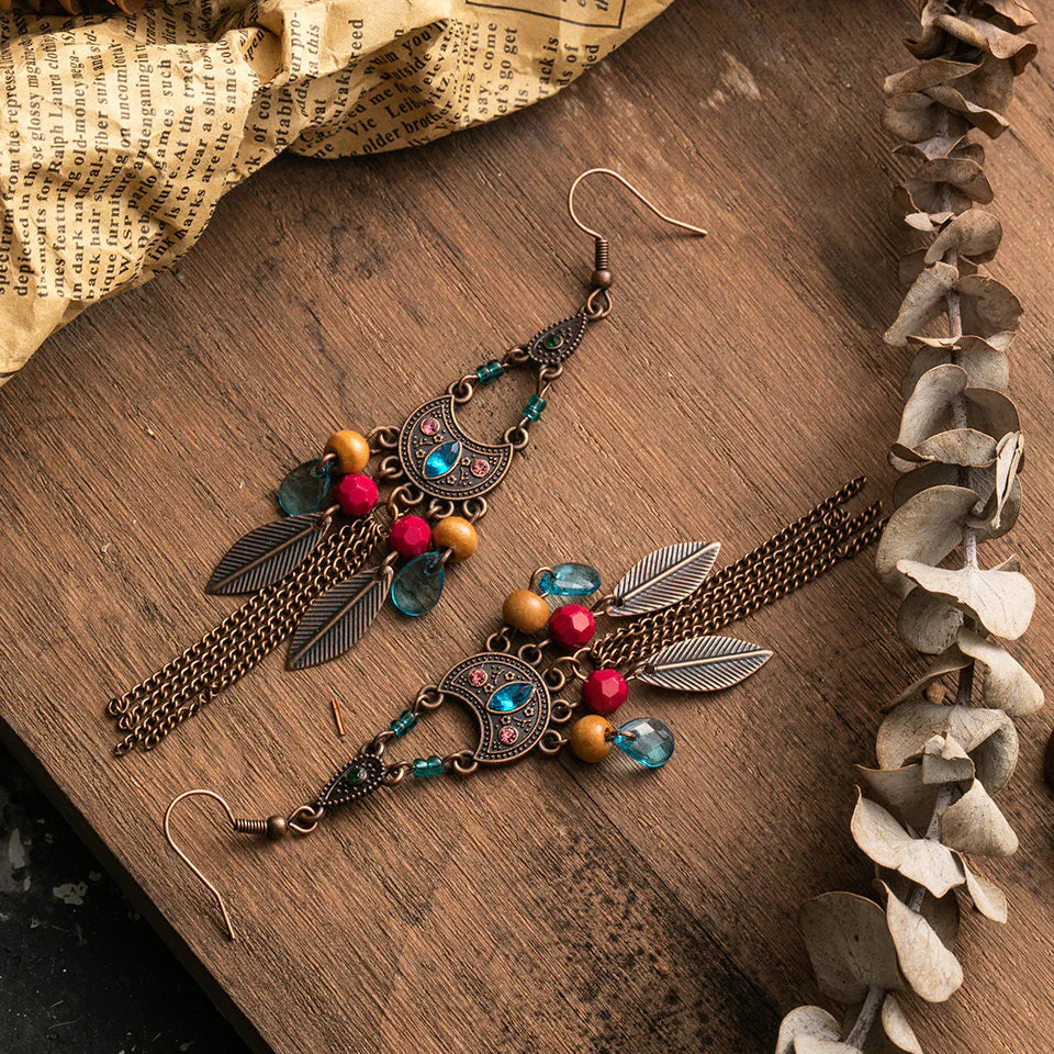 Boucles d'oreilles pendantes tribu Boho