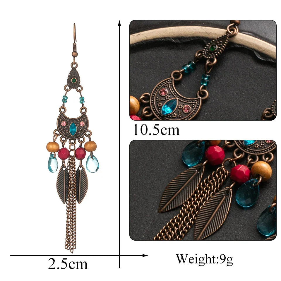 Boucles d'oreilles pendantes tribu Boho