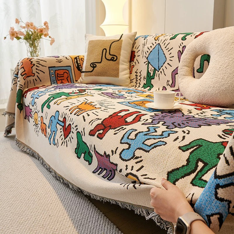 Jeté artistique en jacquard audacieux