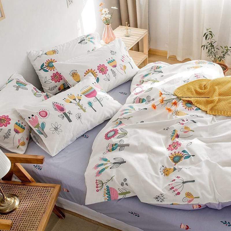 Juego de cama de flores botánicas