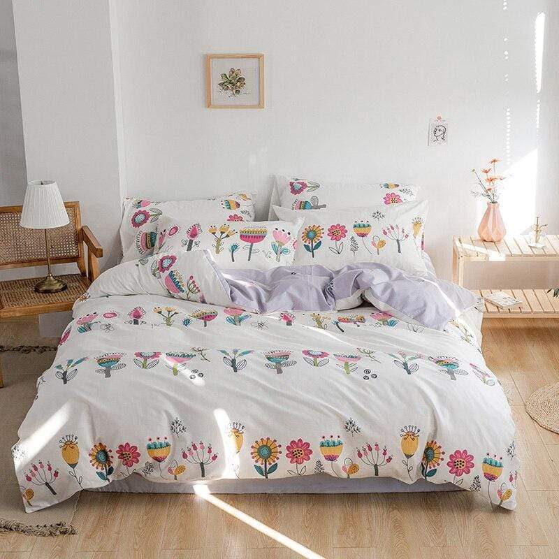 Conjunto de cama de flores botânicas