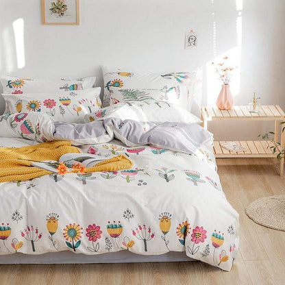 Juego de cama de flores botánicas