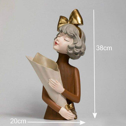 Estátuas de escultura de menina buquê