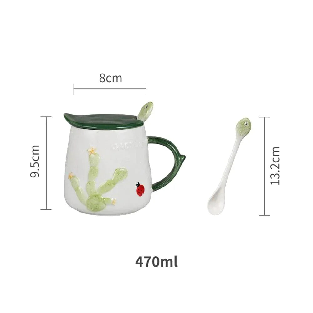 Taza Cactus Con Tapa Y Cuchara