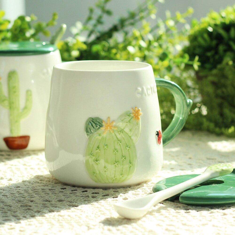 Cactus Mug With Lid & Spoon