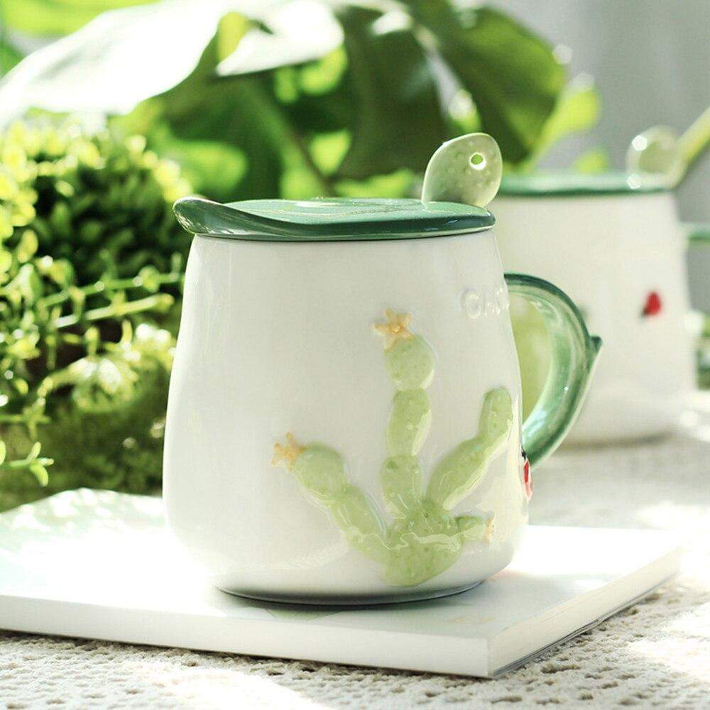 Cactus Mug With Lid & Spoon