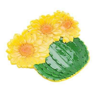 Tellertablett mit Kaktus- und Sonnenblumenmotiv