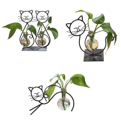 Cat Glass Planter Vase