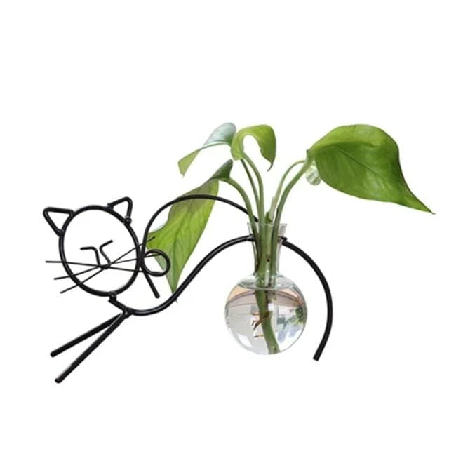 Cat Glass Planter Vase