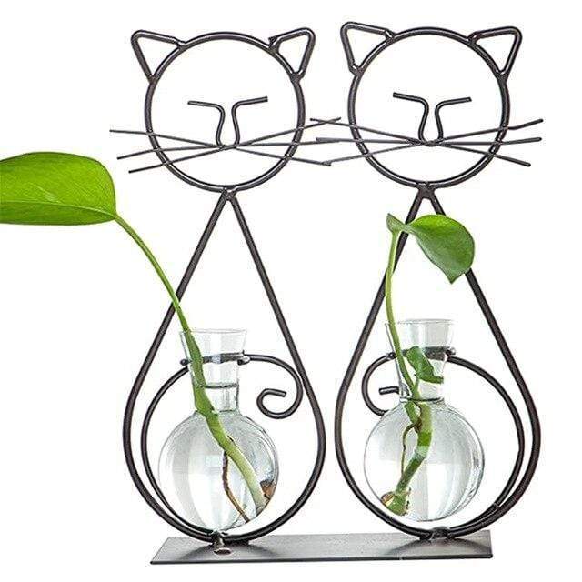 Cat Glass Planter Vase