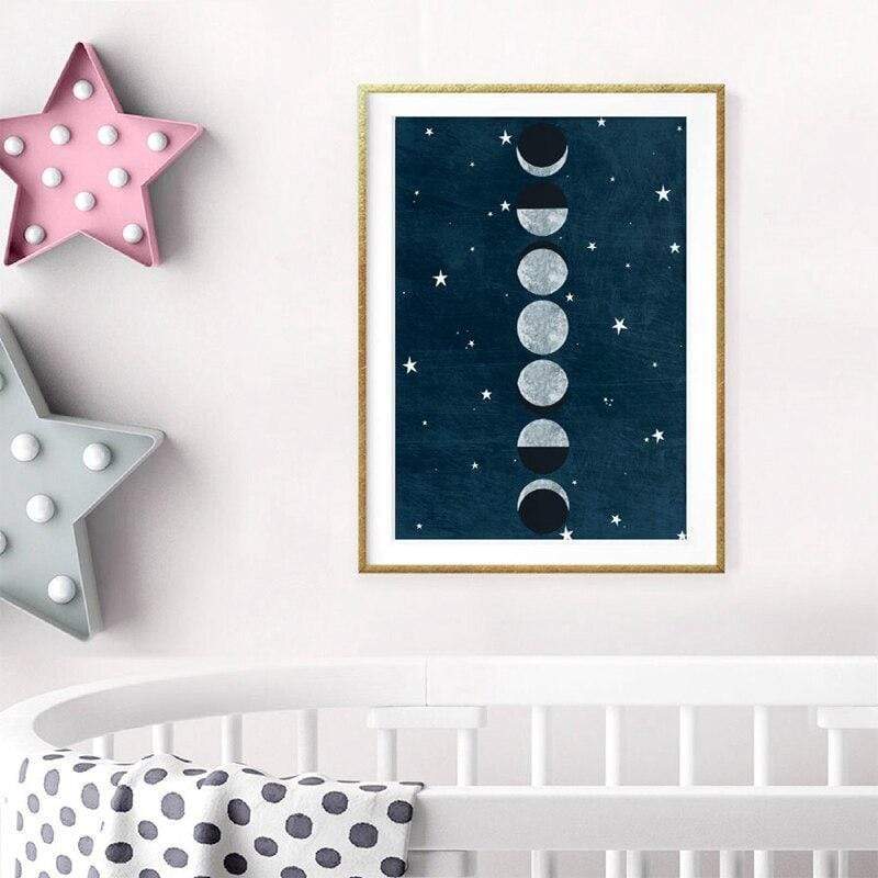 Celestial Moon Phase Wall Art Canvas