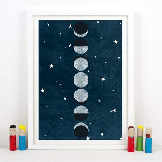 Celestial Moon Phase Wall Art Canvas