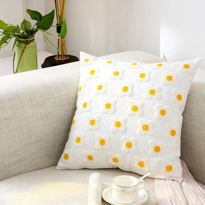 Housse de coussin charmante en coton à motif floral