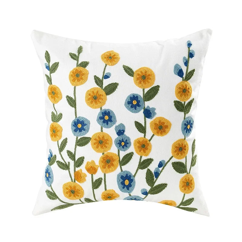 Housse de coussin charmante en coton à motif floral