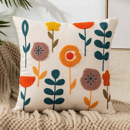 Housse de coussin charmante en coton à motif floral